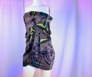 KENSIE neu grau limette T-Shirt schwarz tropisch Blumen Damen Etui-Kleid Träger Größe 2 - Bild 1 von 8