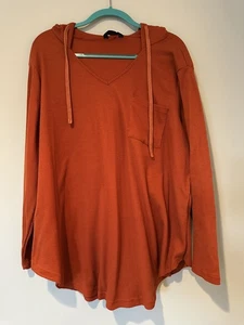 Bloomchic Damen Burnt Orange Langarm Waffel Strick Kapuzenshirt Gr. 22-24 - Bild 1 von 6