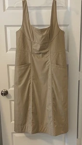 Banana Republic Maverick Tan Seamed Poplin Midi Dress SZ 16 100% cotton casual - Picture 1 of 12