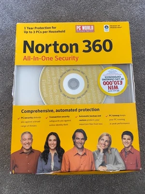 Norton 360 Version 1.0 PC All-In-One Security preowned vintage Retro pc Build  - Image 1 of 2