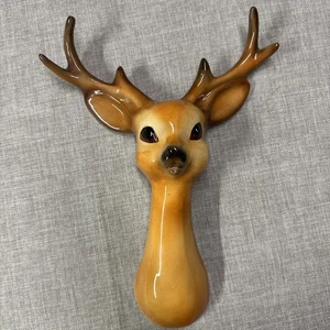 Decoración de pared vintage de cerámica navideña Rudolph el reno nariz roja ciervo grande - Imagen 1 de 7