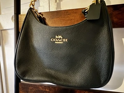 Coach Pebbled Leather Swinger Shoulder/Crossbody Bag – Green – Gold Hardware - Image 1 of 4