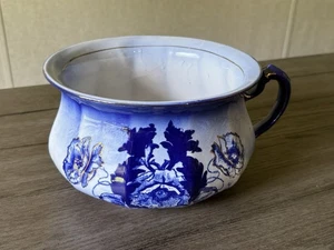 Antigua olla de cámara de cerámica azul Flowr & Co. Staffordshire England 98 grande - Imagen 1 de 16