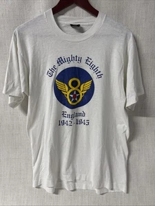 Vintage The Mighty Eighth T-Shirt WWII England 1942-1945 Air Force Large 100-083 - Picture 1 of 14