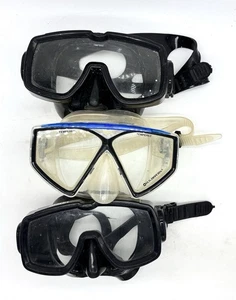 Scuba Diving Goggles Mask Lot 3 Mares US Divers Tempered Glass Snorkeling Adult - Picture 1 of 11
