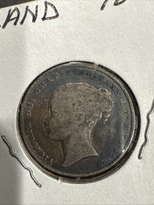 1867 Great Britain Queen Victoria Silver Shilling.  Original Toning Better Cond - Image 1 of 4