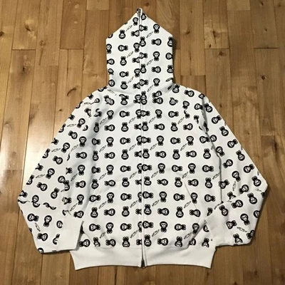 Sudadera con Capucha Vintage BAPE Milo Monograma Cremallera Completa Blanca A Bathing Ape Talla S Foto 1 de 4