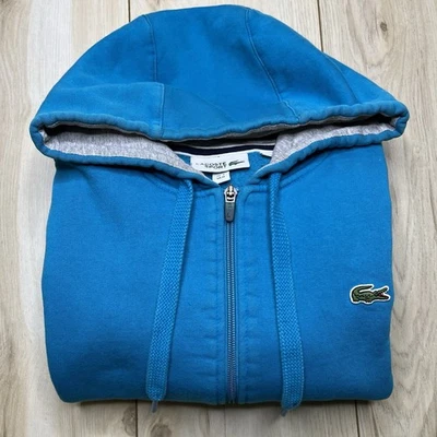 Lacoste Sport Hoodie Mens Medium Blue Full Zip Sweatshirt Embroidery Logo Cotton - Image 1 of 4
