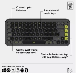 LOGITECH Pop Icon Keys Wireless Keyboard - Black - Picture 1 of 4