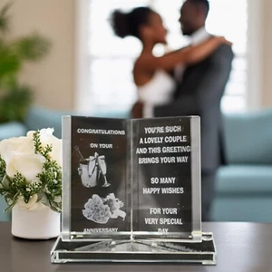 NEW GLASS CRYSTAL ORNAMENTS BOOK GIFT SET POEM POETIC WRITING MESSAGE MUM DAD - Picture 1 of 49