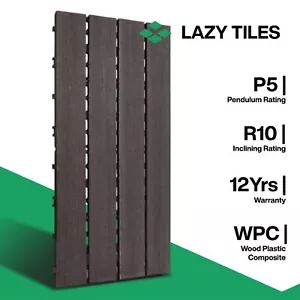 x1 WPC Wood Decking Tile - Indoor & Outdoor Interlocking Flooring Tile 600x300 - Foto 1 di 11