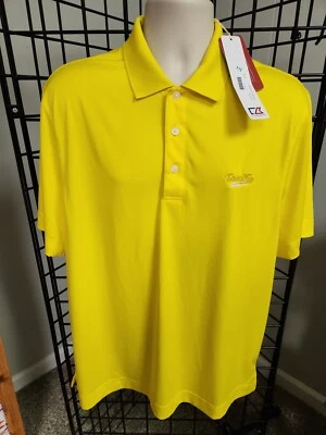 NWT Mens Cutter & Buck CB DryTech yellow Golf Polo Shirt Size Large Council Fire - Image 1 of 4