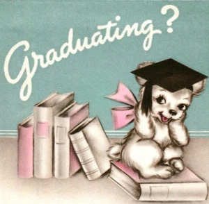 1939 Hall Brothers anthropomorpher Bär sitzend Buch Abschlusskarte College - Bild 1 von 3