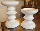 Opal House Ivory Pillar Pedestal Candle Holder Tray Display Stand Decor Set of 2