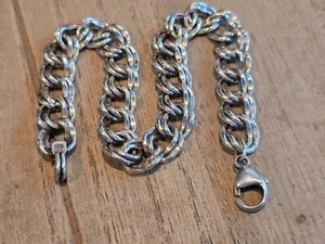 James Avery Sterling Silver Double Curb Charm Bracelet - 8" Long - Picture 1 of 5