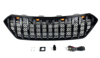 Black Front Bumper Center Mesh Grille W/light 1PC For Hyundai Santa Fe 2013-2016 - Изображение 1 из 4