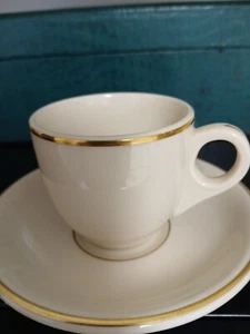 Shenango China Espresso Demi-Tasse CUP & SAUCER White w/ 24K Gold - Picture 1 of 11