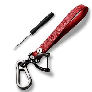 Leather Car Keychain Embossed Premium Vintage Strap Car Key Holder for Men an... - Picture 1 of 4