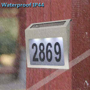 US Solar Power LED Light Sign House Street Door Address Plaque Number Plate Lamp