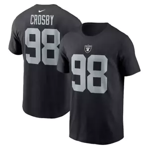 Nike Las Vegas Raiders Maxx Crosby #98 T Shirt jersey Mens SZ M BLACK Cotton NEW - Picture 1 of 4
