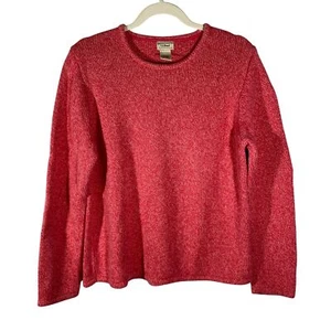 L.L.Bean Womens pink roll neck Knit Sweater Cotton Long Sleeve Crew Neck Casual  - Picture 1 of 8