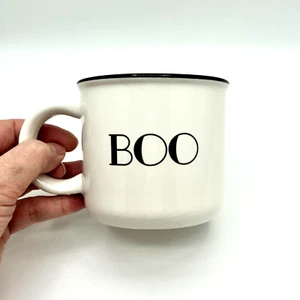 Taza BOO 14 OZ ¡Ligeramente Usada! Halloween blanco y negro por Threshold - Imagen 1 de 5