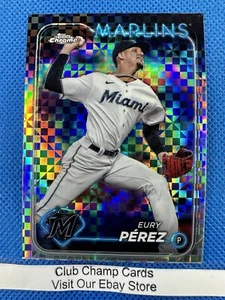 2024 #6 Eury Perez Topps Chrome Baseball X-Fractor Marlins - Bild 1 von 2