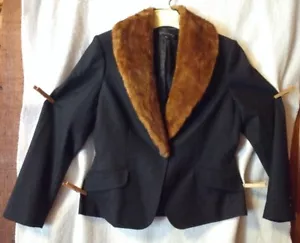 Anne Klein Damen 10P Blazer/Jacke schwarz Wollmischung abnehmbarer Kunstfellkragen - Bild 1 von 10