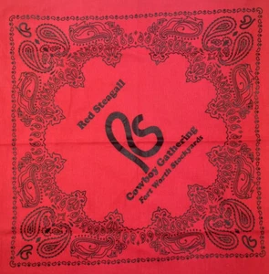 20” Red Steagall Cowboy Gathering Fort Worth Texas Bandana Handkerchief Scarf - Picture 1 of 5