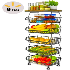 Fruit Vegetable Basket Kitchen 6 Tier Stackable Fruit Vegetable Storage Baskets - Picture 1 of 8