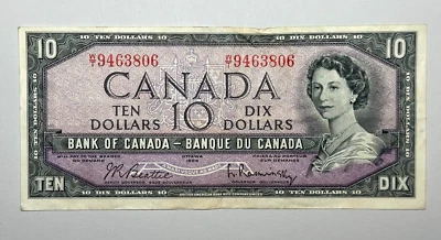Canada 1954 Ten Dollar $10 Bill Banknote Beattie - Rasminsky WT9463806 - Image 1 of 2
