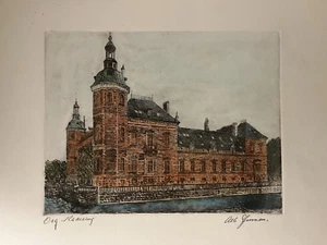 Albert Jensen (Elmstedt) Original Art – Fredensborg Castle, Denmark 30x26cm - Picture 1 of 12