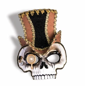 Forum Novelties Halloween Cosplay Steampunk Skull with Hat Polyester Face Mas... - Picture 1 of 1