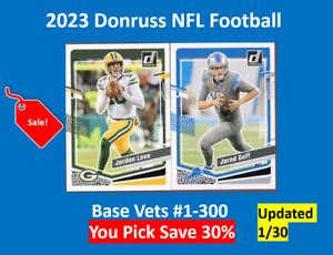 2023 Donruss Football Base Vets #1-300 - You Pick - Complete Your Set - 30% Off