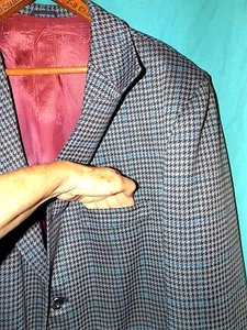 NWT! Vtg 70s SPORT COAT, HOUNDSTOOTH WINDOWPANE, DOUBLE KNIT, FULLY LINED,Sz 40 - Picture 1 of 10