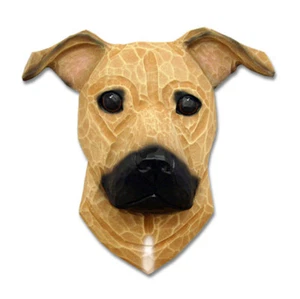 Am.staffordshire Terrier Kopf Tafel Figur Hellbraun Unkuppiert - Bild 1 von 1