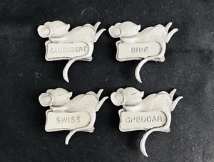 Solid Pewter Mouse Mice Cheese Swiss Cheddar Brie Camembert Figurines  A - Picture 1 of 2