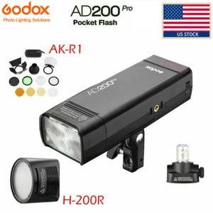 US Godox AD200Pro 200W TTL HSS Dual Head Flash+H200R Head+AK-R1 Accessories Kit - Picture 1 of 12