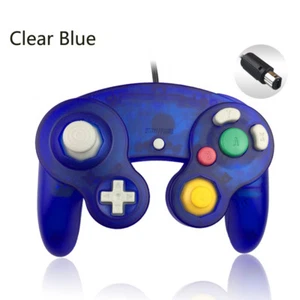CLEAR BLUE Wired Game GC Shock Controller for Nintendo GameCube NGC Console - Picture 1 of 2