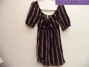 Junior Girls Medium Xhilaration 3/4 Sleeve V-Neck Tie Front Dress Black TARD227J - Picture 1 of 5