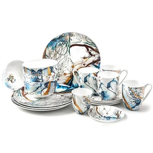 Plates and Bowls Sets Dishes Set for 4 , Ceramic Plates and Bowls Set, Service f - Picture 1 of 6