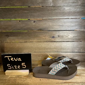 New NWT Womens Teva ReFlip Gray Thong Flip Flops Sandals Size 5 M - Picture 1 of 6