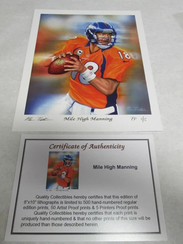 Peyton Manning Denver Broncos poster picture 8 by 10  print lithograph PP 2/5 Cover