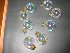 Menge 8 klare irisierende Glas Weihnachtskugeln - Bild 1 von 2