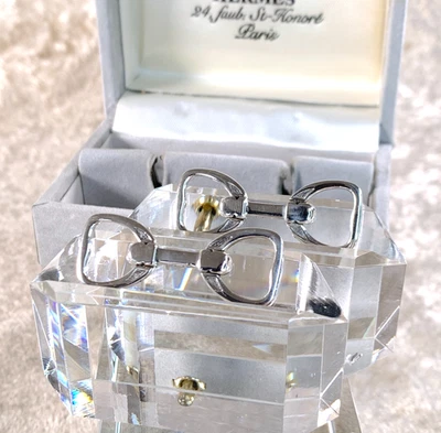 Vintage Hermes Manschettenknöpfe 925 Sterling Silber Pferdegebiss mit Etui - Bild 1 von 4