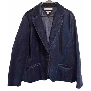 Tommy Hilfiger Women's Plus Size 18 Blue Velvet Blazer Preppy Academia Royal - Picture 1 of 12