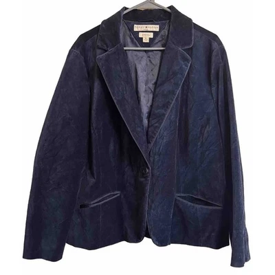 Blazer Tommy Hilfiger Para Mujer Talla Grande 18 Azul Terciopelo Preppy Academia Royal Foto 1 de 4