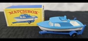 Vintage Matchbox Cabin Cruiser & Trailer No 9 Original Box 1:64 Old Stock - Picture 1 of 2