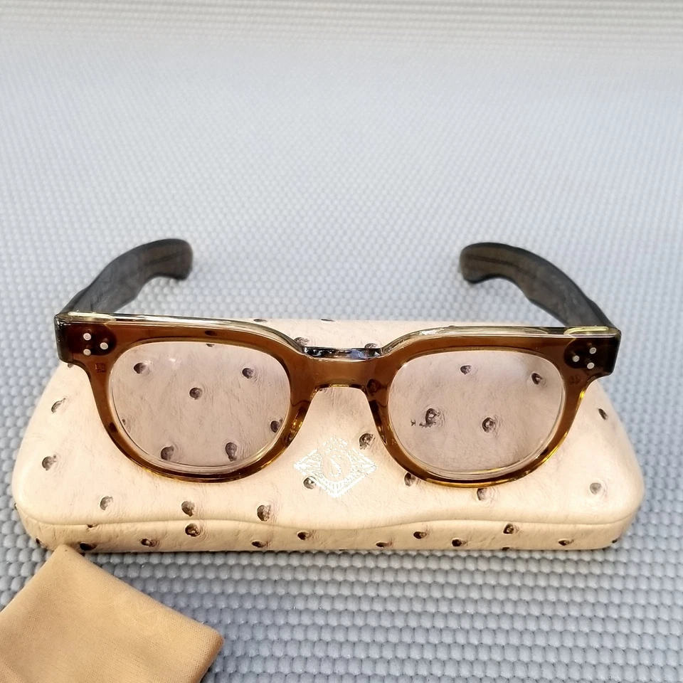 Gafas ópticas tarta vintage de los años 50 FDR 44-24 cristal ámbar con estuche original de avestruz Foto 1 de 4