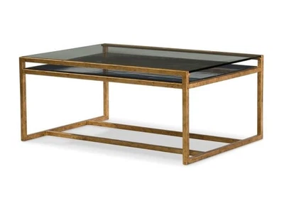 Mesa de cóctel Maitland Smith San Juan acabado dorado tapa de vidrio base azul HM1262 Foto 1 de 3